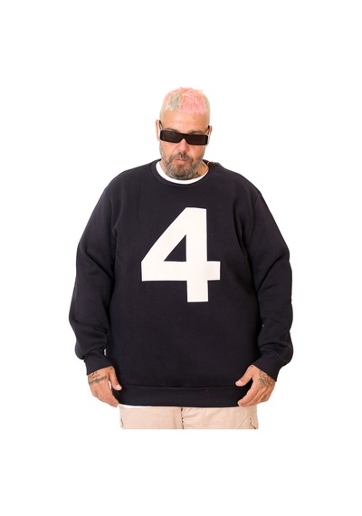 Mode Xl Battal Beden Bis Yaka Sweat 4 U25809 Lacivert