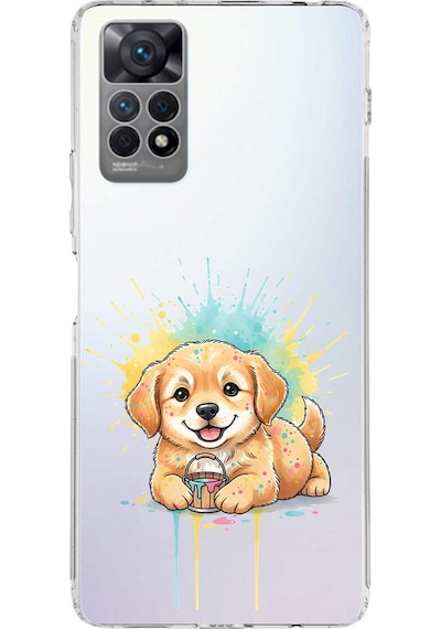 Redmi Note 12 Pro 4g İle Uyumlu Splash Köpek Tasarımlı Şeffaf Silikon Kılıf Şeffaf