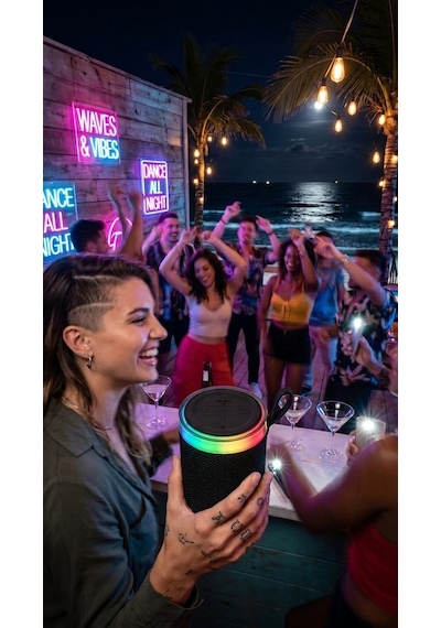 BS-13 RGB LED Işıklı Taşınabilir Bluetooth Hoparlör Yüksek Sesli Kablosuz Speaker AUX USB SD Kart Destekli Şarjlı