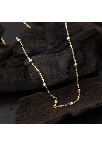 Top Altınlı 14 Ayar Popcorn Zincir Kolye Klblu14k2377