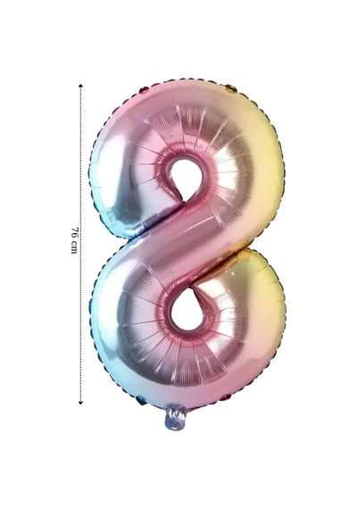 Folyo Balon 8 Rakamı Helyum 76 Cm Balon Gökkuşağı Çok Renkli