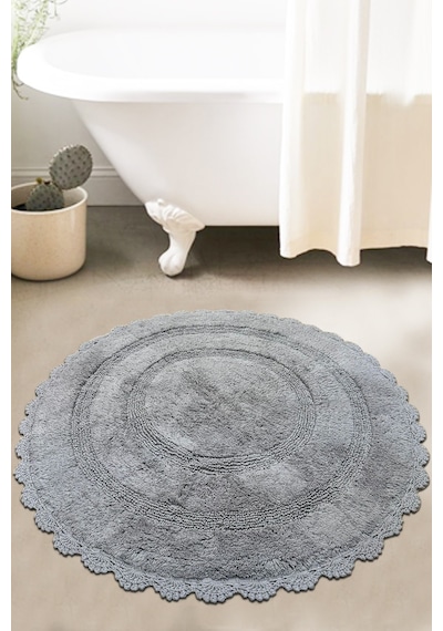 Monre Gri Çap %100 Pamuklu 100x100 Cm Banyo Paspas Seti Renkli