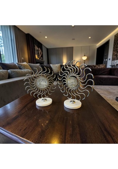 Çift Spiral Metal Heykel Lüks Salon & Ofis Dekor Objesi