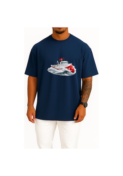 Bahriyeli Collection Oversize Rv Barbaros Hayreddin Paşa Dalgalar Arası Göğüs Ve Sırt Baskılı Unisex T-shirt Lacivert Bahriyeli Collection Oversize Rv Barbaros Hayreddin Paşa Dalgalar Arası Göğüs Ve Sırt Baskılı Unisex T-shirt Lacivert