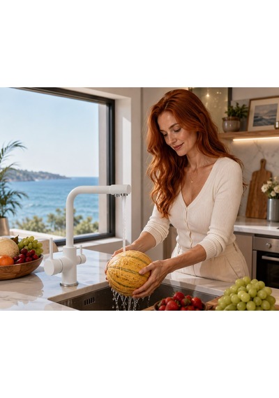 Safir White Arıtma Çıkışlı Evye Bataryası Acar 14.01.384 Açık Gri