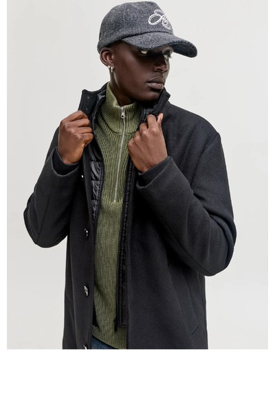 Jack & Jones Jjedetroıt Yün Karışımlı Palto 12295108 Siyah