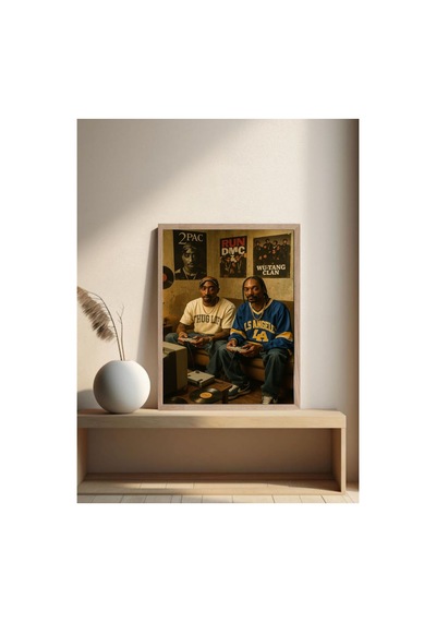 Snoop Dogg Tupac Doğal Ahşap Çerçeveli Tek Parça Dekoratif Tablo Çok Renkli - 820579017 Çok Renkli