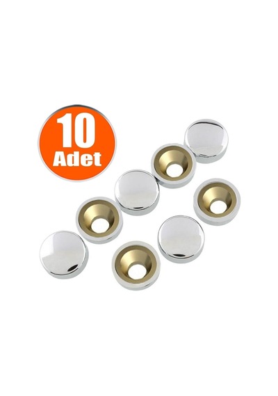 Dekoratif Vida Kapağı Kapatıcı 15 Mm Parlak Krom Metal Vida Tapası Tıpası 10 Adet Vida