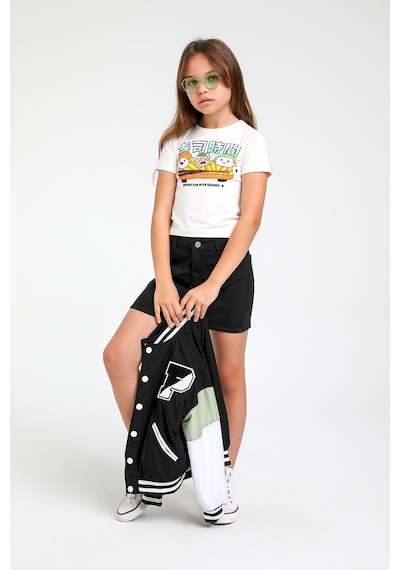 Escabel Kız Çocuk Baskılı Kısa Boy Tshirt Beyaz