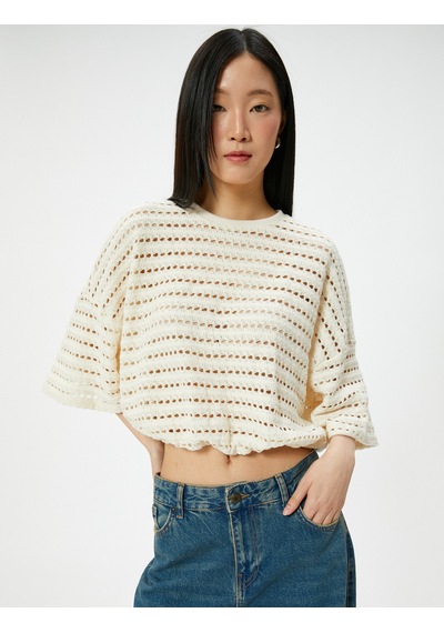 Koton Ajurlu Kroşe Sweatshirt Yarım Kollu Bisiklet Yaka Beli Lastikli Kırık Beyaz 4sak30008ek Ekru Koton Ajurlu Kroşe Sweatshirt Yarım Kollu Bisiklet Yaka Beli Lastikli Kırık Beyaz 4sak30008ek Ekru