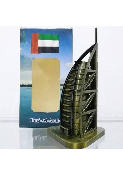 Vintage Metal Dubai Burj Al Arab Biblo Antik Bronz 16 Cm