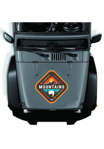 Dağ Kamp Ve Macera Sticker - Camping Adventure Mountains Sticker - Araba Oto Motosiklet Karavan Cam Sticker - 00114 40x40 Cm