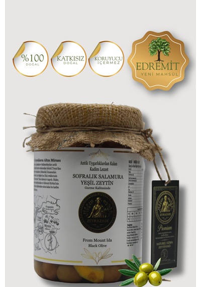 Zeyrazade Doğal Sofralık Salamura Yeşil Zeytin-700g