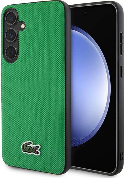 Galaxy Uyumlu S24 Plus Kılıf Lacoste Lisanslı Pu Pike Desenli Arka Yüzey İkonik Timsah Dokuma Logolu Yeşil