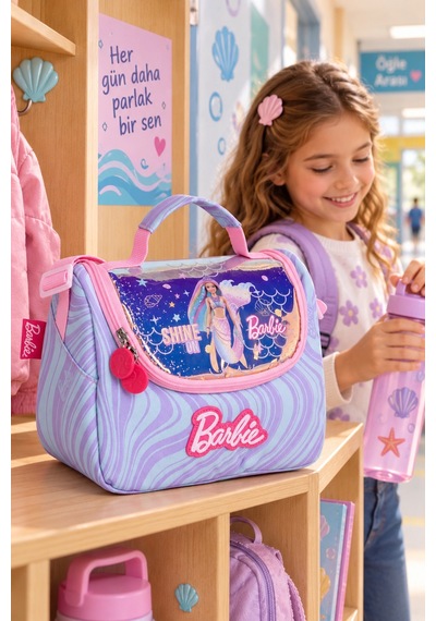 Barbie Deniz Kızı Termal Beslenme Çantası Kız Çocuk Okul Yemek Çantası Günlük 22x20x12 Cm Çok Renkli