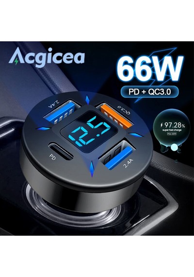 66w Usb C Araba Şarjı Tip C Hızlı Araba Şarjı Telefon Şarj Cihazı Apple Uyumlu iPhone Xiaomi Samsung İçin Hızlı Şarj Cihazı 3.0 Araç Çakmak Adaptörü