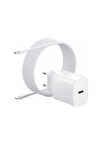 Type-c Hızlı Şarj Özellikli Cihazı Usb-c Kablo Dahil Beyaz