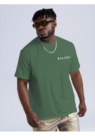 Flood Of Style Erkek Yeşil Mona Lisa Baskılı Bisiklet Yaka Tshirt
