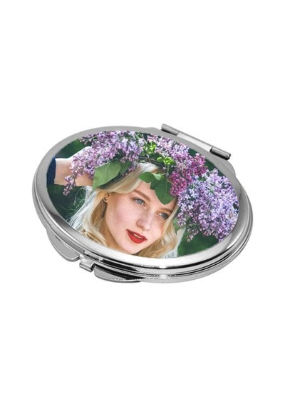Photoink Sublimasyon Oval Makyaj Aynası Kahverengi