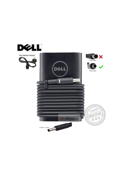 Dell 19.5v 3.34a 65w 4.5 3.0mm Adaptör Dell Şarj Cihazı