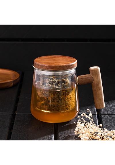 Perotti 17564 Herby Borosilikat Cam Bitki Çayı Demliği 500ml Şeffaf