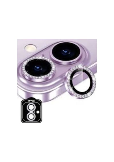 Apple Uyumlu iPhone  16 Taşlı Kamera Lens Koruyucu Mor