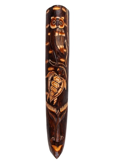 Dekoratif Ahşap Totem Aborjin Tiki Mask 100cm El Yapımı