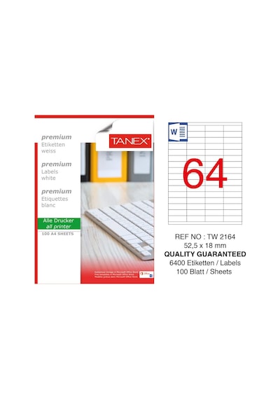 Tanex Tw-2164 Laser Etiket 52.5 X 18 MM