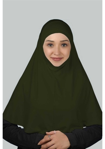 Altobeh Hazır Türban Peçeli Pratik Eşarp Tesettür Nikaplı Hijab - Namaz Örtüsü Sufle (XL) - Haki