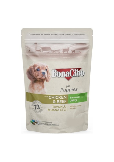 Bonacibo Pouch Tavuklu Dana Etli Yavru Köpek Maması 100 G