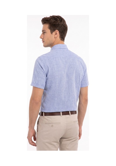 Mösyö Erkek Çift Cepli % 100 Cotton Kısa Kol Gömlek Bgl-st05647 Mavi