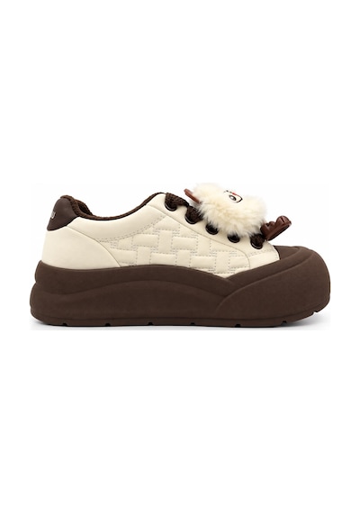 Look Life Miu Miu Çıkartılabilir Tüylü Figür Detaylı Kalın Taban Kadın Sneaker Bej