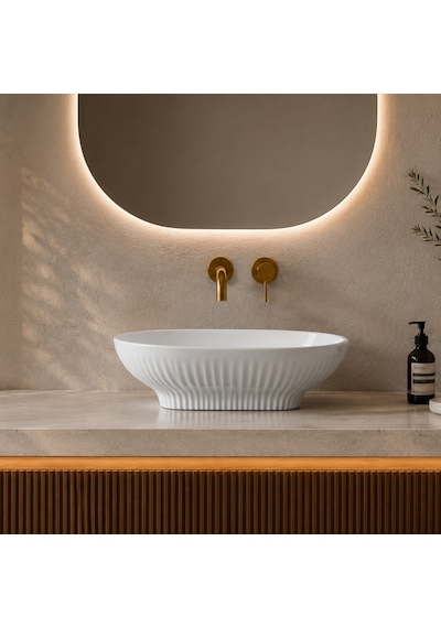 Ey-4821 Parlak Beyaz Tezgah Üstü Lavabo Renkli