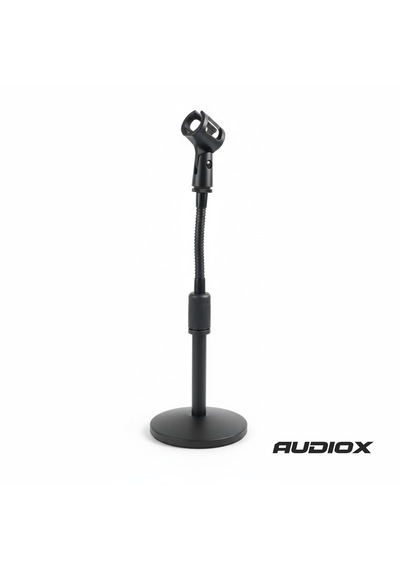 Audıox Masaüstü Kürsü Mikrofon Standı Esnek Gooseneck Yuvarlak Taban Siyah Mikrofon Sehpası