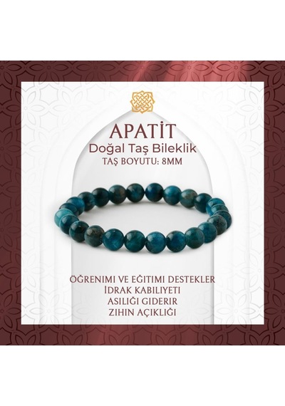 Saff Doğaltaş Mavi Apatit 8 MM Doğal Taş Bileklik Çok Renkli