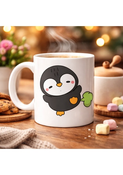 Şaşkın Penguen Tasarımlı Porselen Kupa Model 89 Eğlenceli, Neşeli Ve Sıcacık Kahve Keyfi Diğer