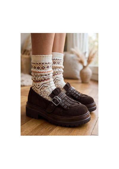 37brandshoes Süet Platform Loafer Kahverengi Kahverengi
