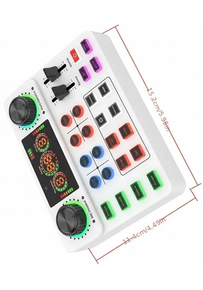 Canlı Yayın Ses Kartı 2 Mikrofon Girişli, Profesyonel Podcast & Twitch Sound Card
