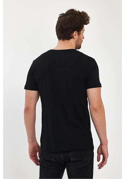 Erkek Compact Penye V Yaka T-shirt Siyah