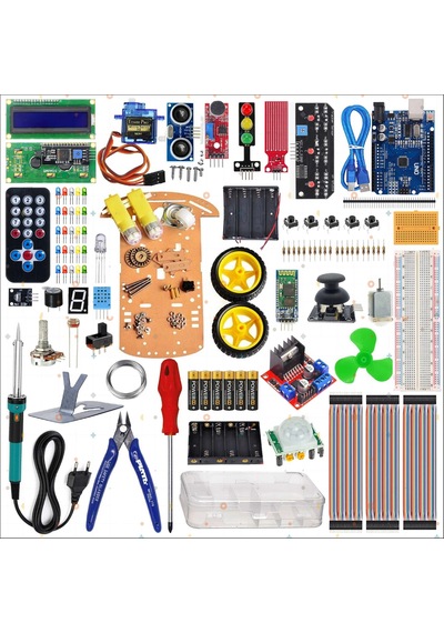 Arduino Gelişmiş Süper Başlangıç Eğitim Seti + Araç Kiti + Lehimleme Seti 218 Parça