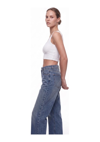 CEMO Kadın Yüksek Bel Wide Leg Jean Pantolon Mavi