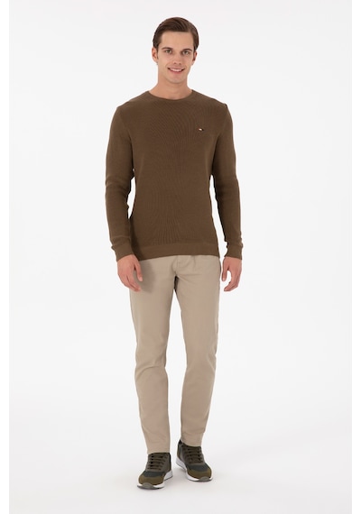 U.S. Polo Assn. Erkek Slim Fit Bisiklet Yaka Haki Basic Kazak 50298282-VR027