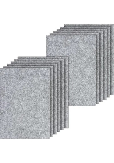 Gri Renkli 2 Mm Kalınlıkta Keçe Mat, 20 X 30 Cm Boyutunda 12 Adet El İşi Keçesi
