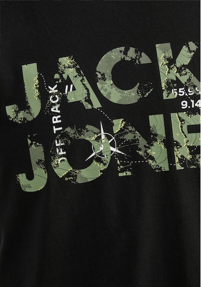 Jack & Jones 12215700 Techlogo Bisiklet Yaka Logolu Erkek Tişört Siyah Beyaz