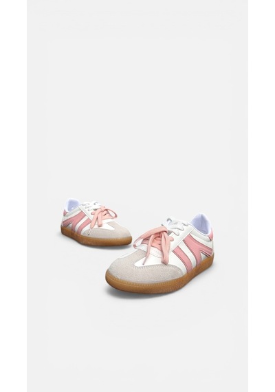 Çift Renkli İki Bağcıklı Kadın Spor Ayakkabısı Sneaker Retro Sneaker Beyaz - Pembe Çift Renkli İki Bağcıklı Kadın Spor Ayakkabısı Sneaker Retro Sneaker Beyaz - Pembe