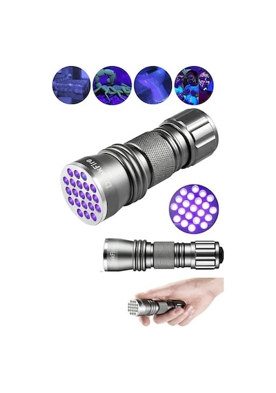 Uv Işık El Feneri 21 Led Ultraviyole Mor Işık Para Leke Kontrol