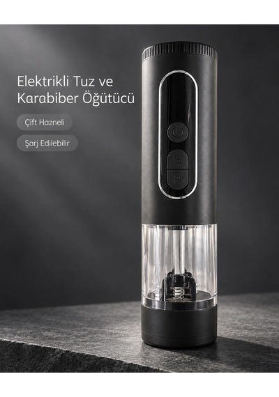 Mutfak Ve Sofra Kullanımına Uygun Çift Hazneli Elektrikli Tuz Karabiber Öğütücü Çok Renkli