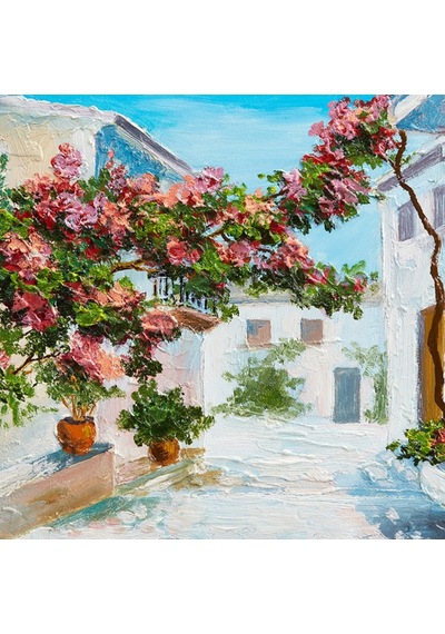 Sarmaşık Ve Köy Evleri Yağlıboya Kanvas Tablo 50 X 70