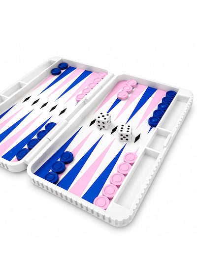 Katlanabilir Tavla Seti 25x22 Cm Mor Mavi Seyahat Tavlası Zar Ve Pullar Dahil Taşınabilir Mini Tavla Oyunu