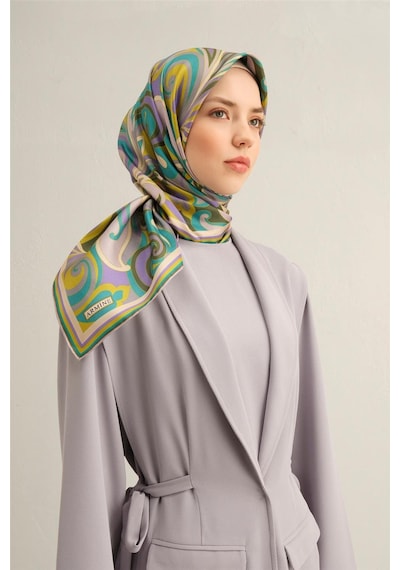 Armine Dj Saf İpek Eşarp 9323d Sura Nostalji - 90 X 90 / Yeşil - Renkli - 84 Yeşil - Renkli - 84